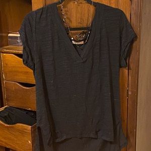FREE PEOPLE black cut up Tee!!